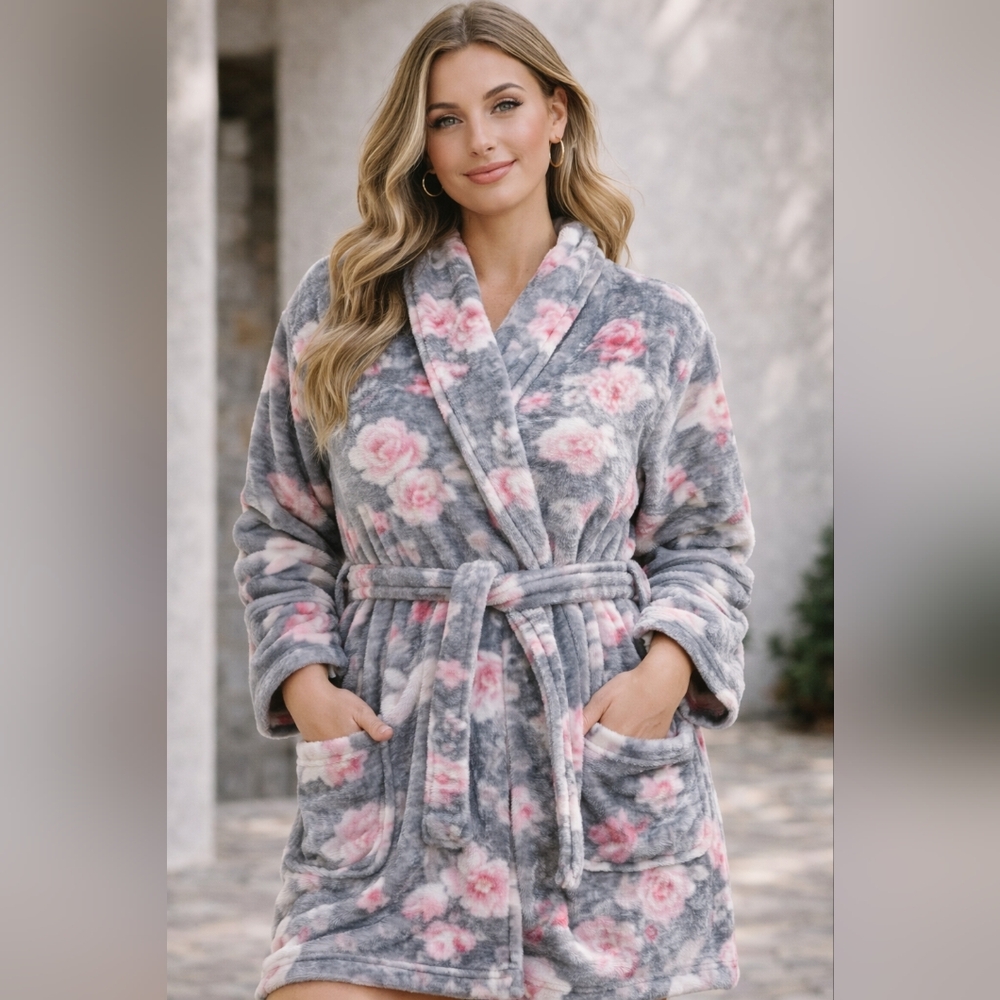 Laura Ashley Soft Robe‎ Pocjets Floral Rose L/XL